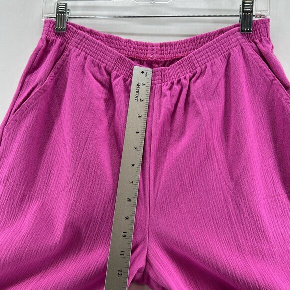BocaBay Crinkle Pull On Pants Women 12P Elastic Waist High Rise Side Pocket Pink - Picture 8 of 10